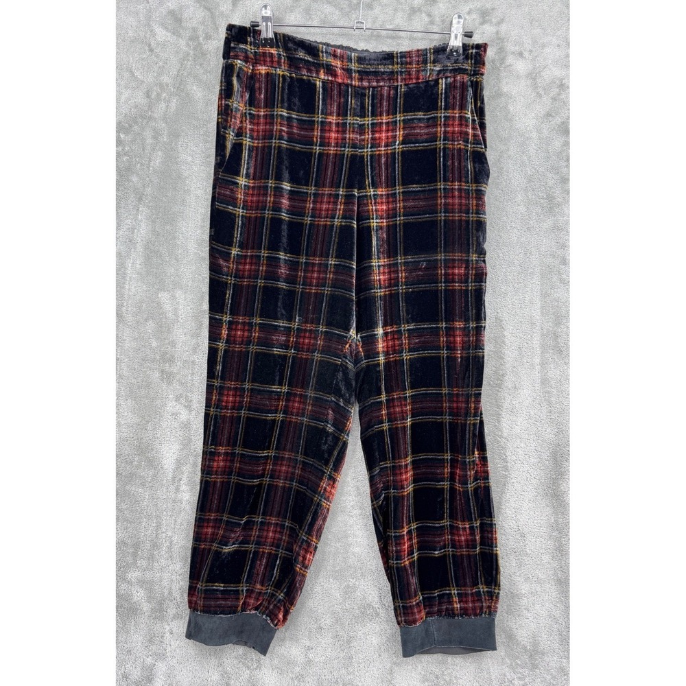 J crew Pants Womens 8 Holiday Steward Plaid Velvet Trouser Pockets Party Pull On